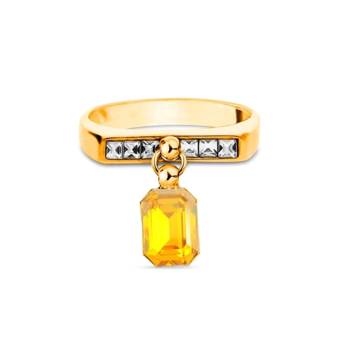 Inel, Spark, argint 925 placat cu aur, cu cristal, auriu