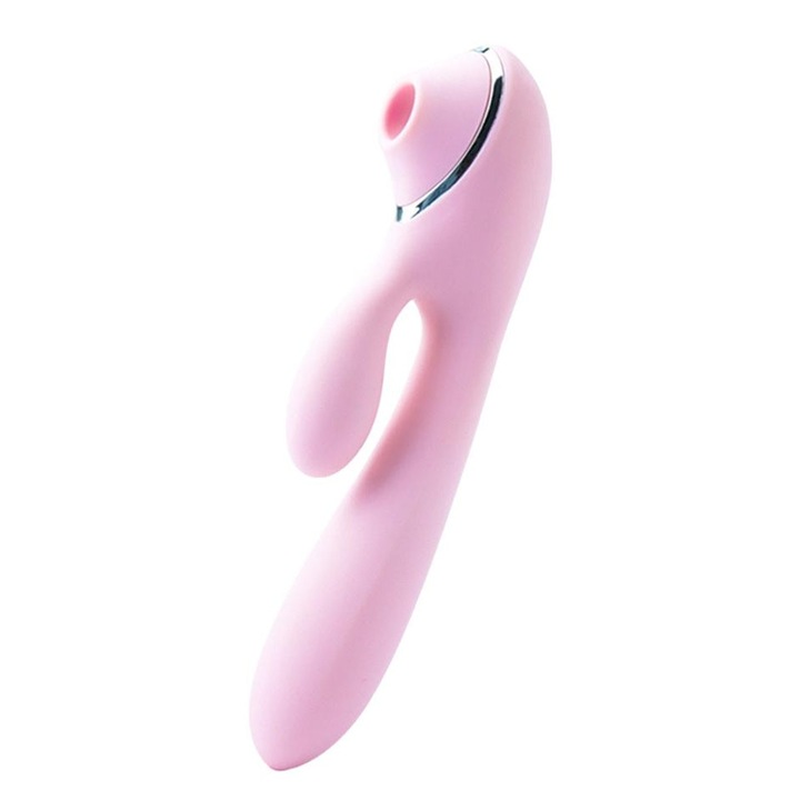 OEM Vibrátor, 2 az 1-ben, szilikon, 20 cm, rózsaszín, vízálló, 12 intenzitás