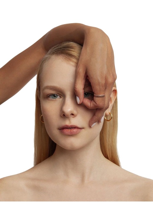 Inel eternitate Max Dilon, zirconii negre, aur 14K roz, lucrat manual, 48