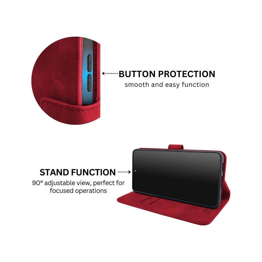 Husa de protectie tip carte Cento Lima compatibila cu Samsung Galaxy A15 4G/A15 5G Rosu Premium, Piele ecologica, Inchidere magnetica, Protectie Sporita, Anti soc, Anti zgarieturi, Functie de stand