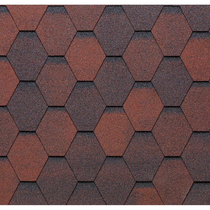 Битумни керемиди TEGOLA ECO ROOF HEXAGONAL, шестоъгълни, червени, 100x34cm, комплект 2.30m2