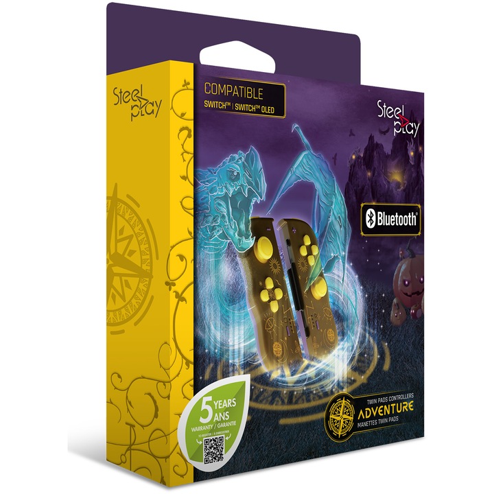 Комплект безжични контролери Steelplay Twin Pads Adventure Magic за Nintendo Switch, Brown/Yellow