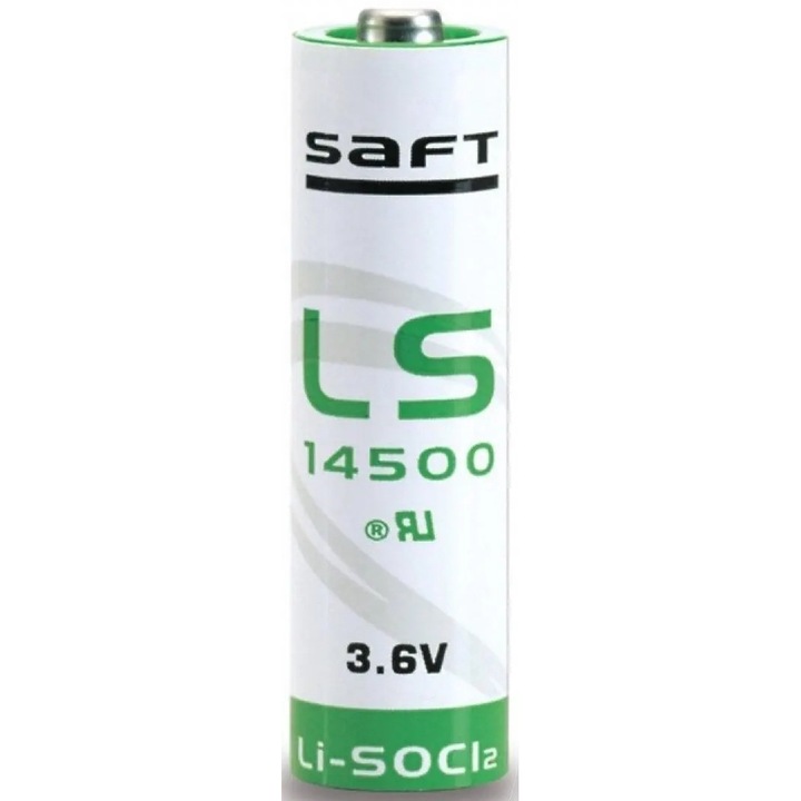 Baterie Litiu Saft 3.6V LS14500 2600mAh, Dimensiuni 14.5 x 50.5 mm