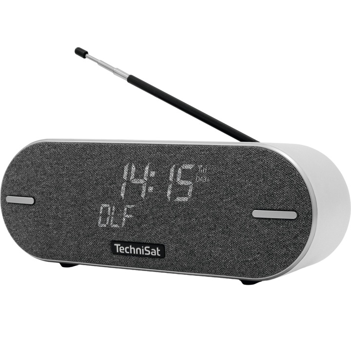 Boxa Bluetooth cu Radio TechniSat, Rezistenta la Apa, Autonomie baterie 20h, Ecran LDC, Gri/Alb