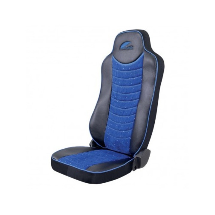 Комплект калъфи за седалки за Mercedes Actros EURO 5, черна екологична кожа, синьо кадифе