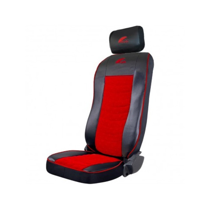 Set Huse Scaun Volvo 2000-2004 Piele Ecologica Neagra, Velvet Rosu