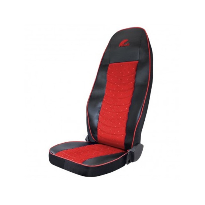 Комплект калъфи за седалки за Volvo Euro 5, Черна екологична кожа, червено кадифе