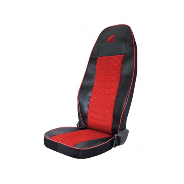 Set Huse Scaun Volvo Euro 5 Piele Ecologica Neagra, Velvet Rosu