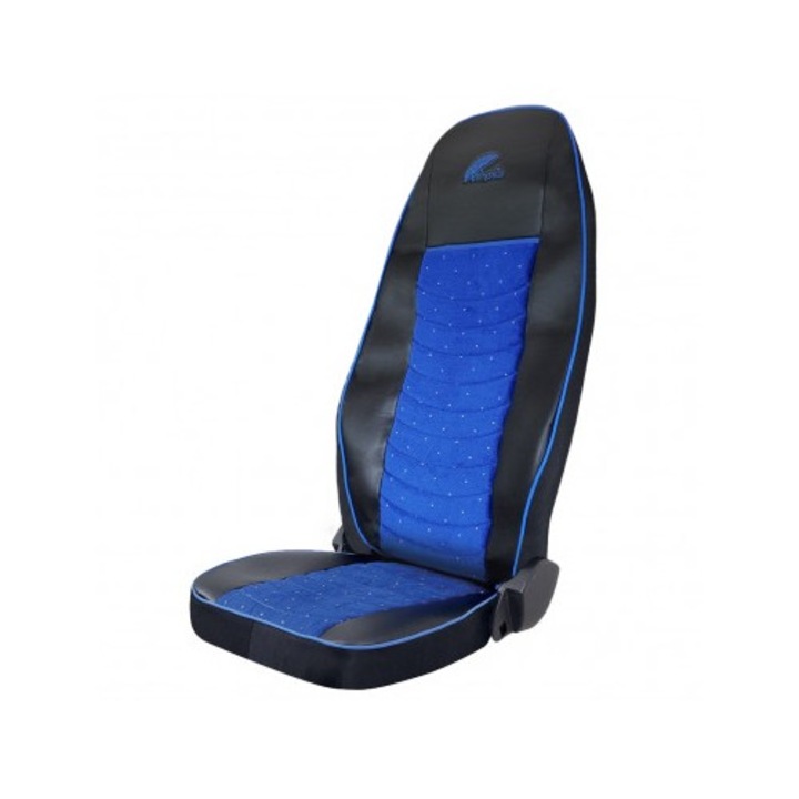 Комплект калъфи за седалки за Volvo Euro 5, Черна екологична кожа, синьо кадифе