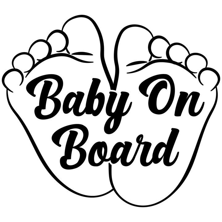 2 db autómatrica készlet, Baby on board - lábak, 10x10 cm, fehér