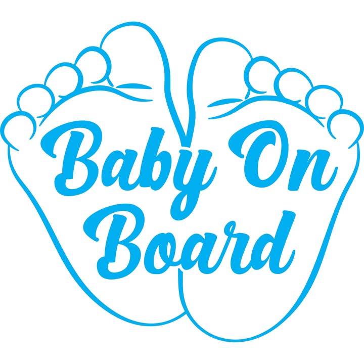 2 db-os autómatrica készlet, Baby on board - lábak, 10x10 cm, világoskék