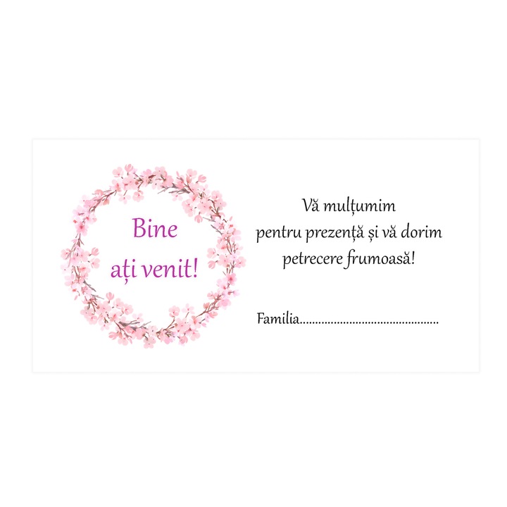 Plic Bani Nunta Flori Cires- Set 10 buc