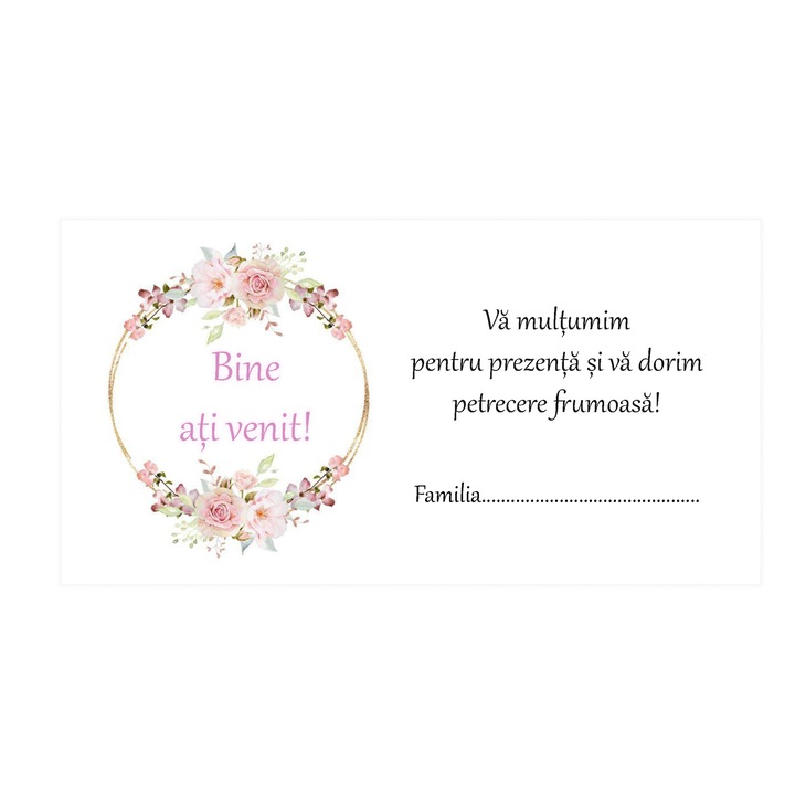 Plic Bani Nunta Coronita Roz- Set 10 buc