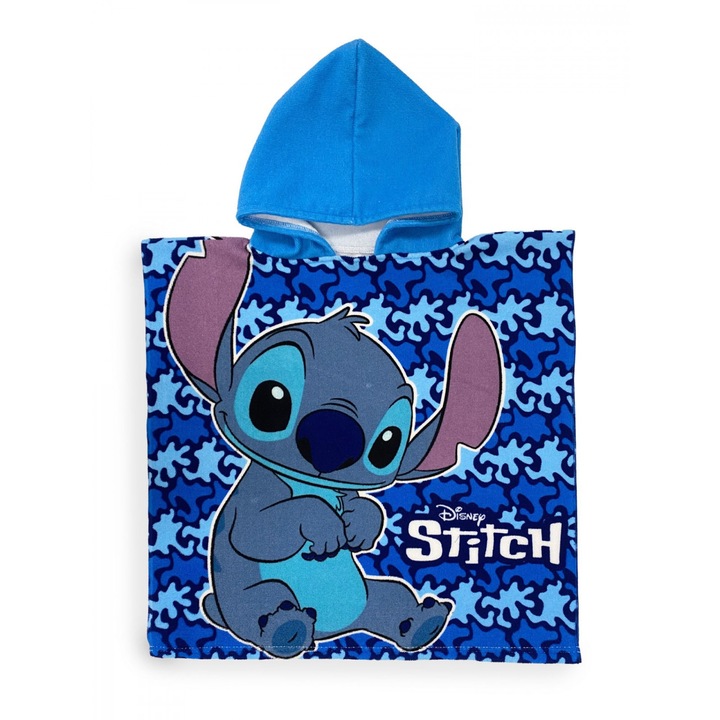 Mikroszálas poncsó törölköző, Lilo & Stitch Character!, 50 x 100 cm kék