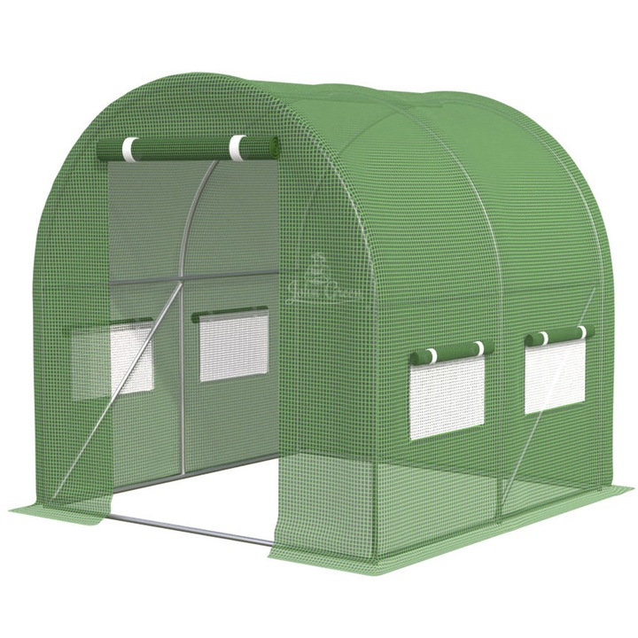 Sera de gradina John Green, folie PE armata si anti UV, structura otel zincat, 2x2x2m, verde
