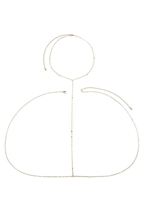 Lant de corp auriu lung cu bilute 355 - Auriu