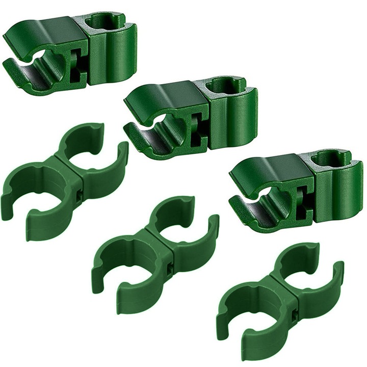 Set 6 Conectori Rotativi pentru Suporturi de Plante John Green, Diametru 16 mm, din Plastic Rezistent, Culoare Verde, Ideali pentru Gradina, Sera si Fixare Tije, Accesorii Esentiale Cultivare Legume Fructe