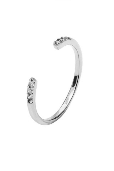 Inel de logodna din argint 925 Gold Line argintiu cu pietre de zirconiu, reglabil