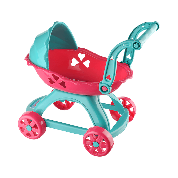 Carucior pentru papusi din plastic, 37x19x27, 5 cm multicolor