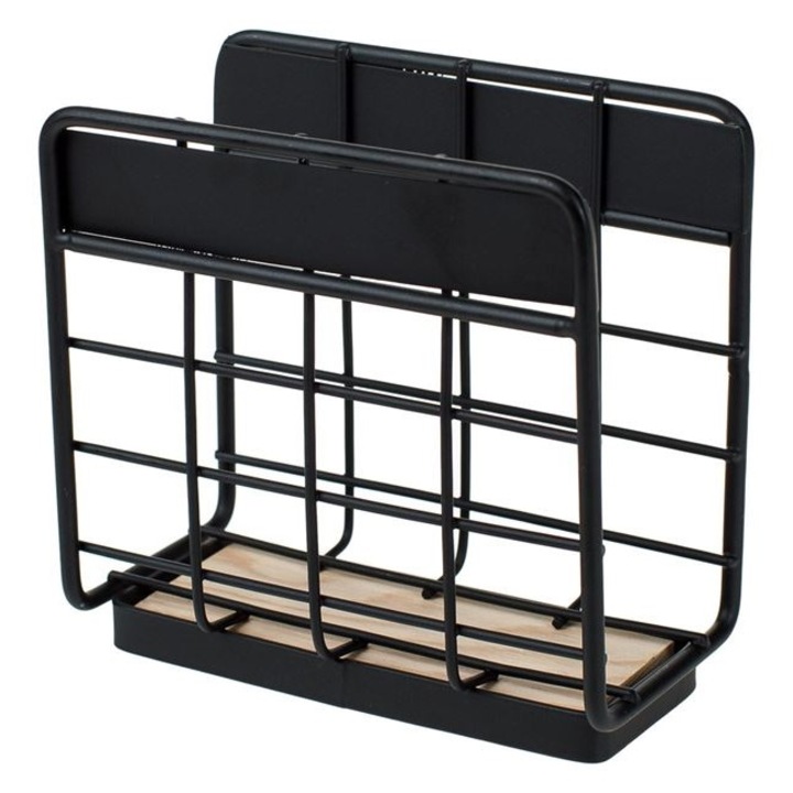 Салфетник, VENITIVO, модел Грил с дървена, метална основа, размери Дължина x Ширина x Височина 12 x 6 x 11,5 cm, матово черно
