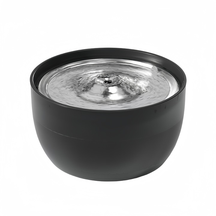 Диспенсър за вода тип фонтан за котки и кучета, Автоматичен, ултра безшумен, 4-слоен филтър, със захранващ адаптер, 3L, черен, 22.8x22.8x12.3 cm