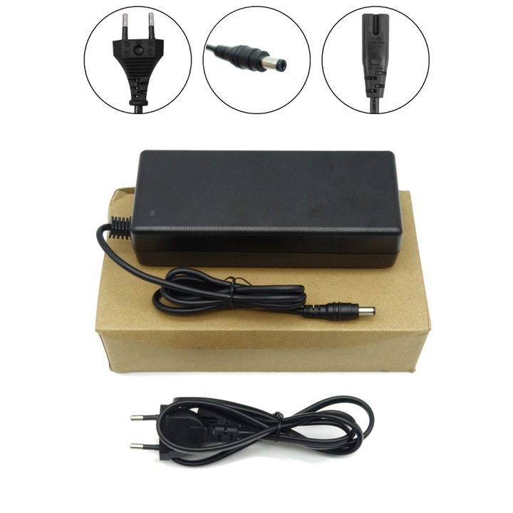 Incarcator 54.6V 2A pentru Trotineta Electrica Kugoo G2 PRO / KuKirin G2, cu LED, Negru