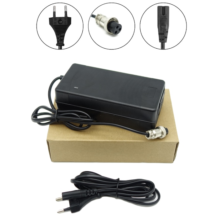Incarcator rapid 58.8V 3A, HLT, pentru trotineta electrica, negru, set complet