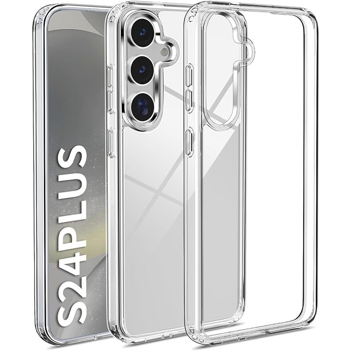 Telefontok, kompatibilis Samsung Galaxy S24 Plus, katonai védelem, sárgásgátló, kristály
