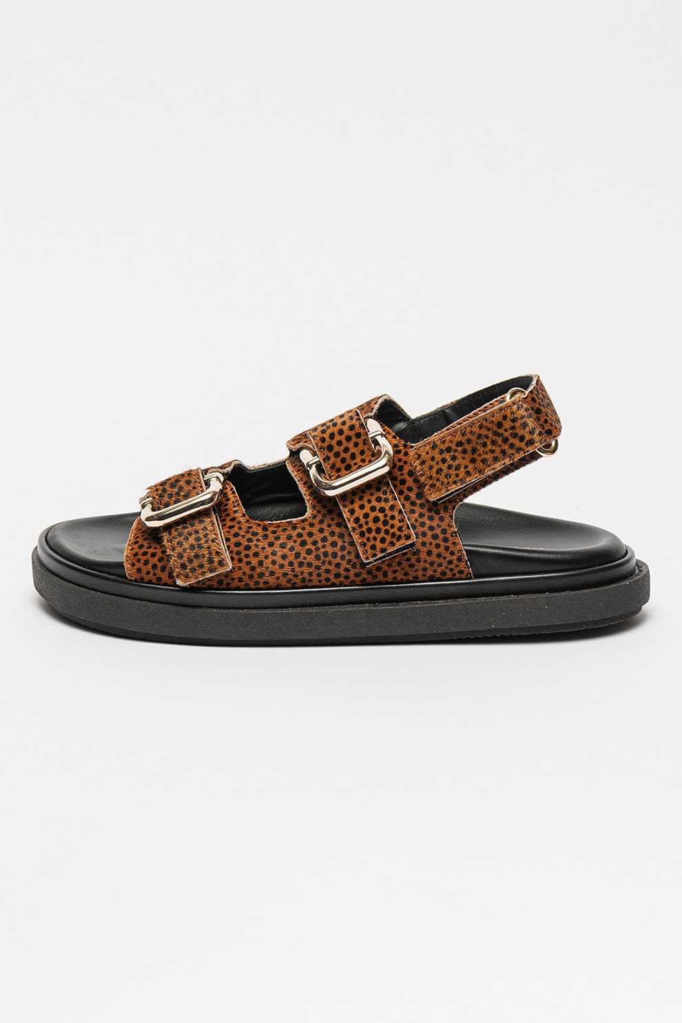 ALOHAS, Sandale din piele cu cu animal print Harper, Maro, 38