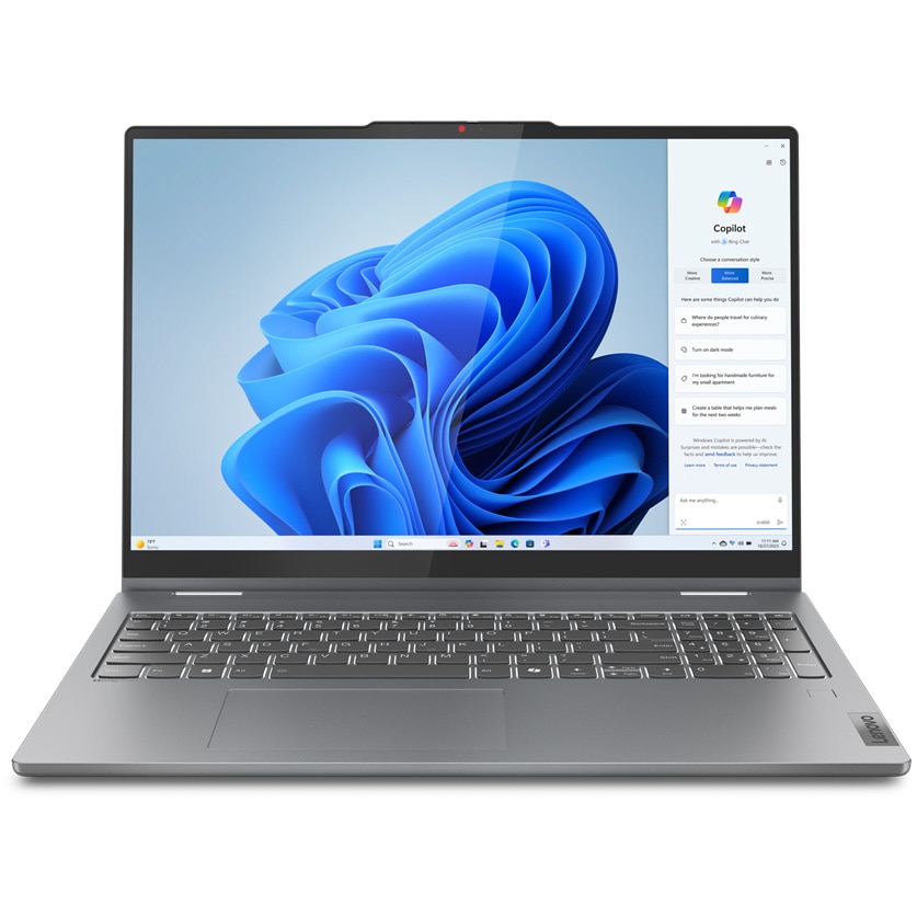 Laptop Lenovo IdeaPad 5 2-in-1 16AHP9 cu procesor AMD Ryzen™ 7 8845HS pana la 5.1GHz, 16", WUXGA, IPS, Touch, 16GB LPDDR5x, 1TB SSD, AMD Radeon™ 780M Graphics, Windows® 11 Home, Luna Grey