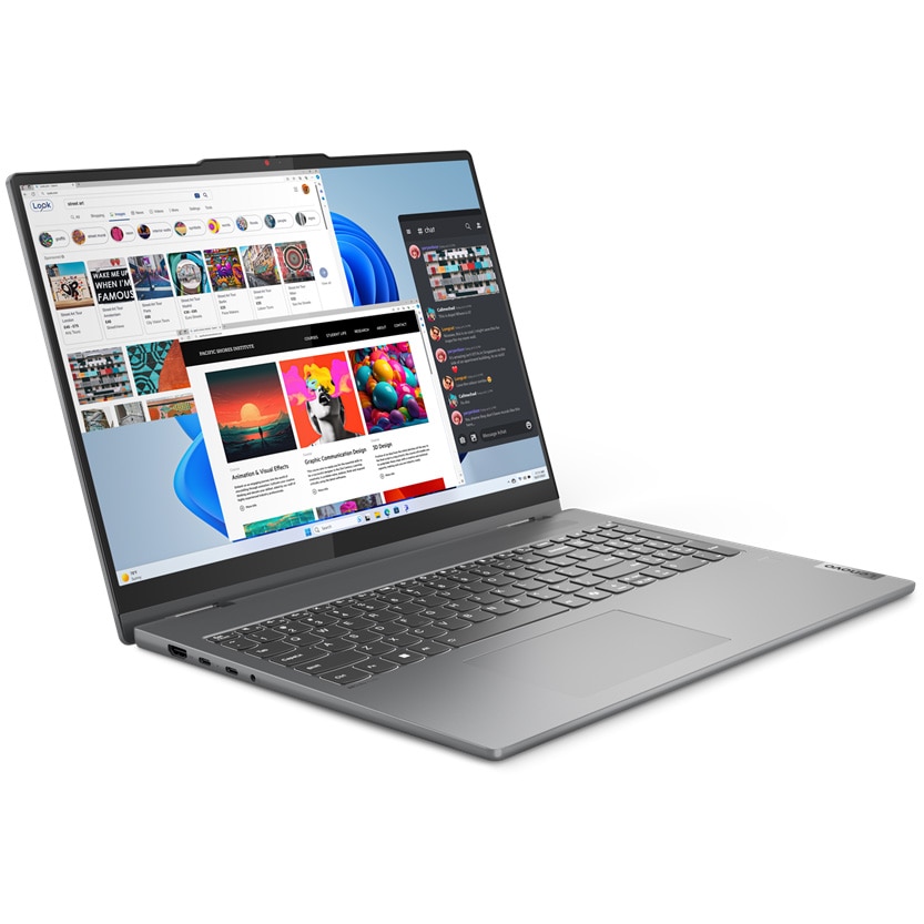 Laptop Lenovo IdeaPad 5 2-in-1 16AHP9 cu procesor AMD Ryzen™ 7 8845HS pana la 5.1GHz, 16", WUXGA, IPS, Touch, 16GB LPDDR5x, 1TB SSD, AMD Radeon™ 780M Graphics, Windows® 11 Home, Luna Grey