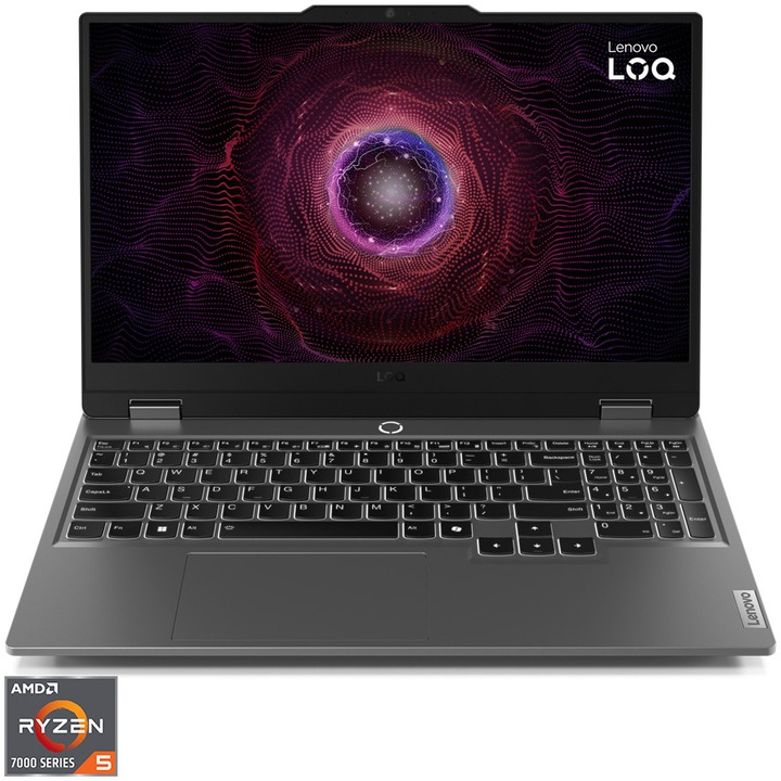 Laptop Gaming Lenovo LOQ 15ARP9 cu procesor AMD Ryzen™ 5 7235HS pana la 4.2GHz, 15.6" Full HD, IPS, 144Hz, 2x 8GB DDR5, 1TB SSD, NVIDIA® GeForce RTX™ 3050 6GB GDDR6, No OS, Luna Grey