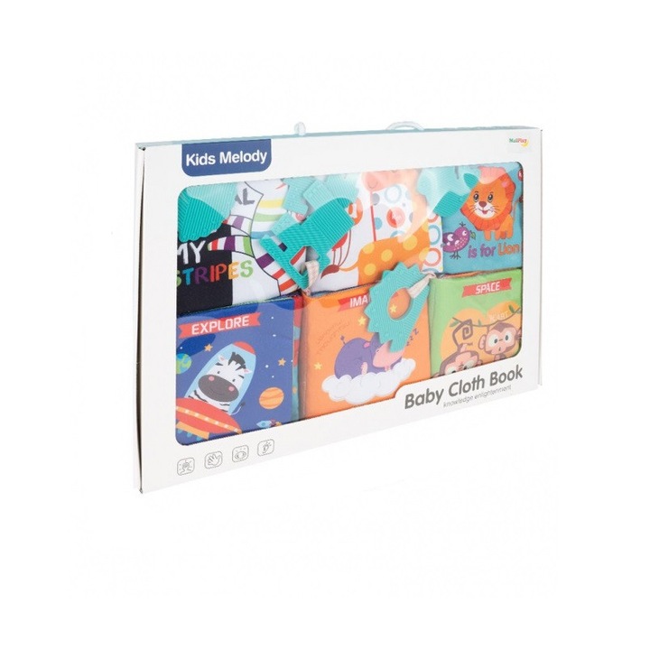 Set 6 Carti Senzoriale din textil cu pandativ de dentitie