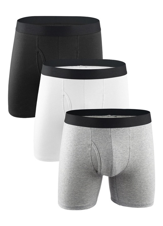 Set 3 perechi boxeri JOGVELO, bumbac respirabil, talie elastica, Multicolor