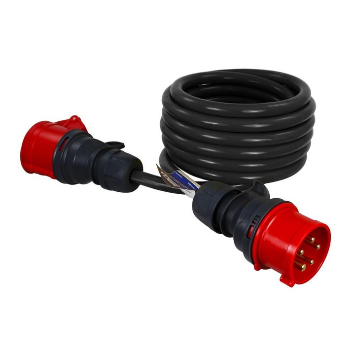 Удължителен кабел Commel, индустриален, гнездо CEE, H05VV-F 5x1.5, 16 A 400 V ~ 10500 W IP44, 10m