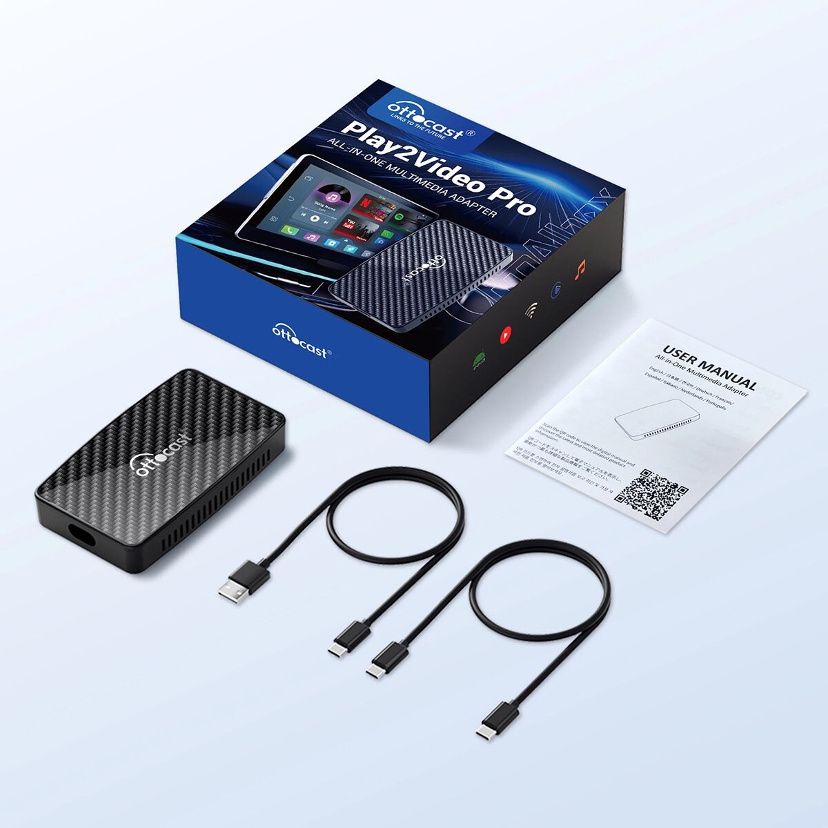 Adaptor auto all-in-one Ottocast® Play2Video Pro, wireless CarPlay