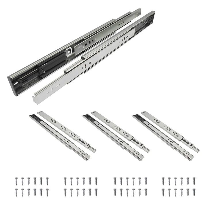 Set 4 buc, Sina glisare cu bile si amortizare, Wayne Hardware, extensie totala, 350 mm