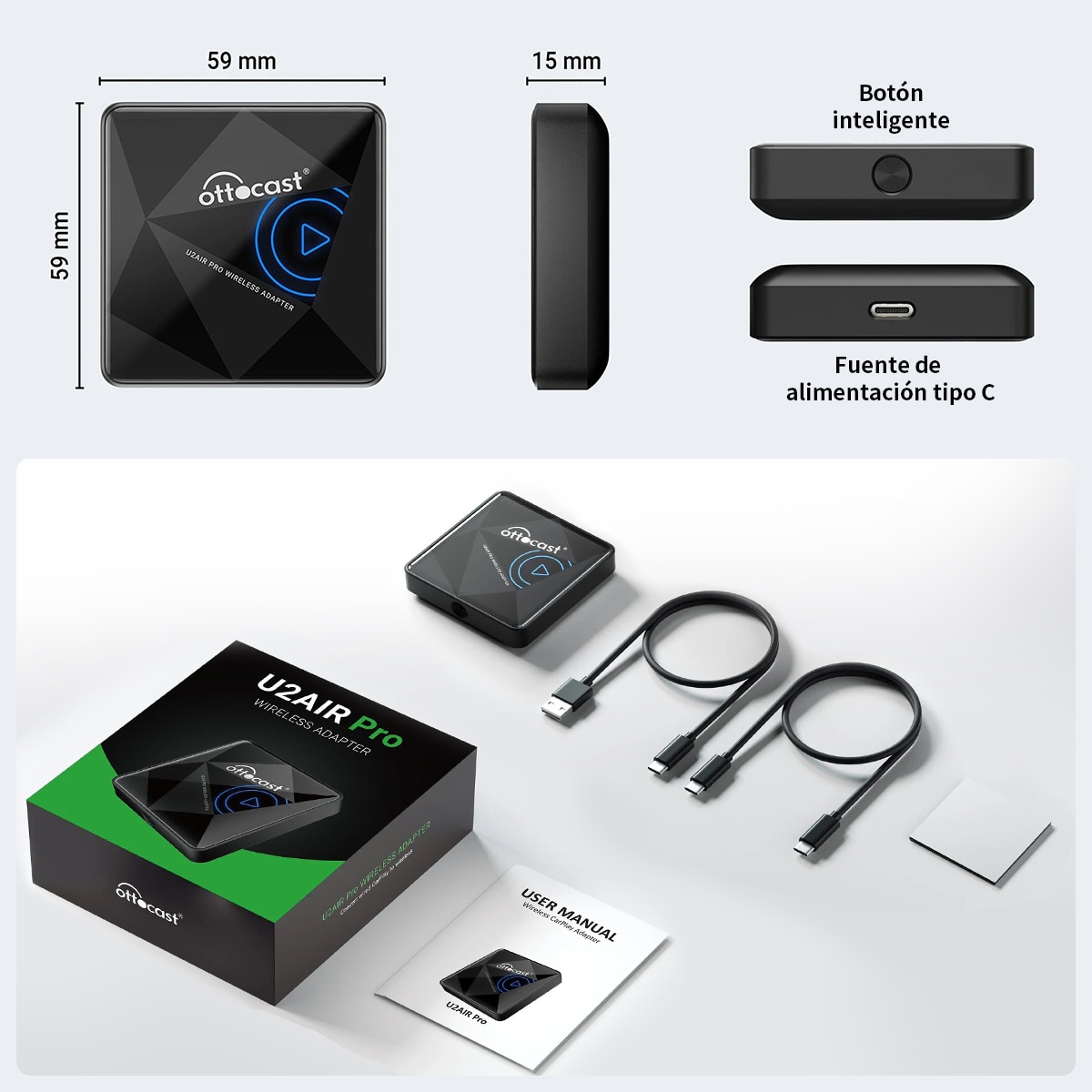 Adaptor wireless, OTTOCAST® U2-Air Pro, compatibil cu Apple
