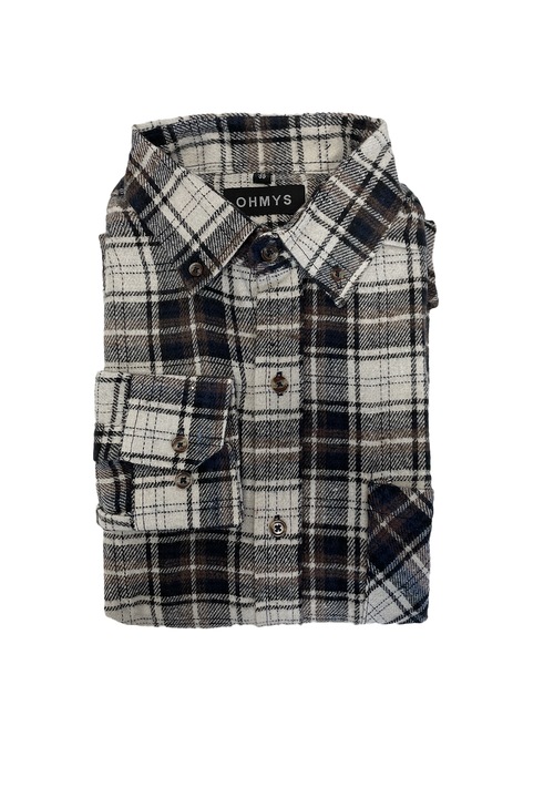 Hosszú ujjú kockás ing Faszoknya Vintage flanel ing OHMYS, Szürke