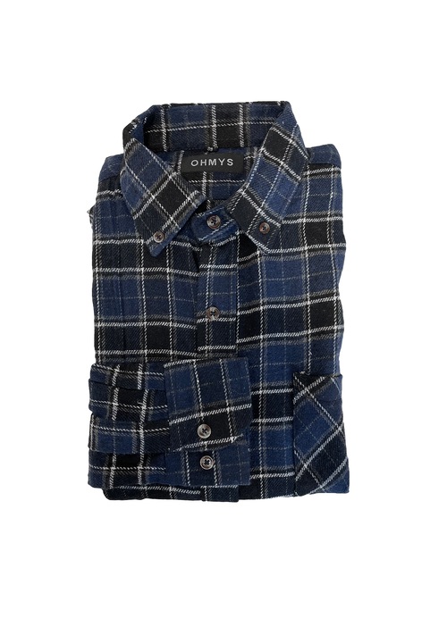 Hosszú ujjú kockás ing Faszoknya Vintage flanel ing OHMYS, Sötétkék