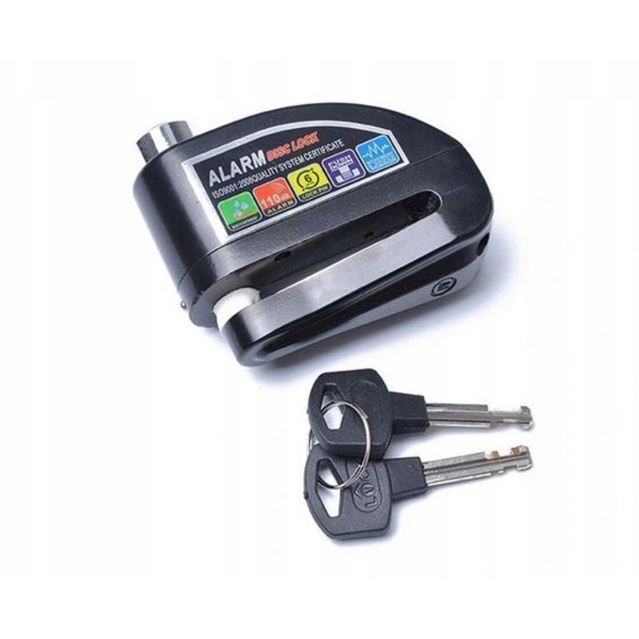 Blocare disc frana cu alarma INOPARTS pentru scuter, wodoodporna, 110 dB, negru, set