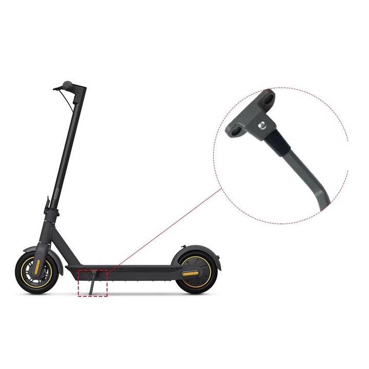 Picior lateral standard pentru Ninebot Max G30 / Motus Scooty 10 / Frugal Power, INOPARTS, aluminiu, gri, 148mm