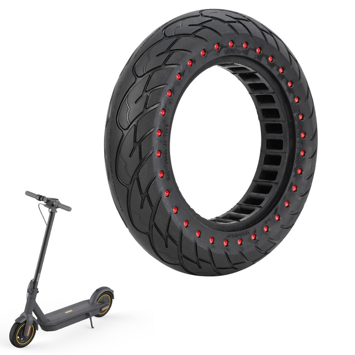 Anvelopa Cauciuc plin 10x2.5 inch (60/70-6.5) pentru Ninebot MAX G30 / Motus Scooty 10 - RED DOT