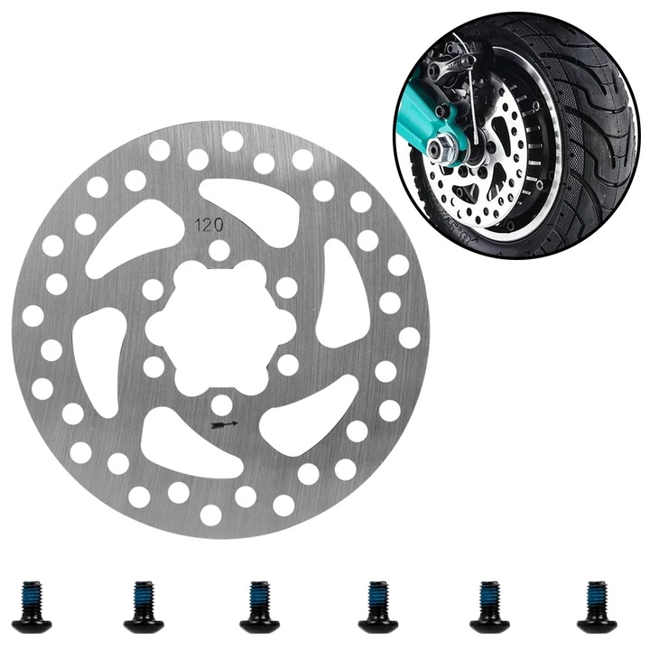 Спирачен диск INOPARTS за Kugoo KuKirin G2 PRO, 120mm, сребрист, комплект 6 винта
