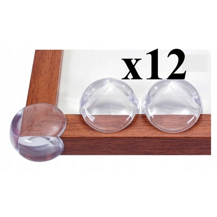 Комплект от 12 защитни ъгли, силиконови, прозрачни, 3х2 см