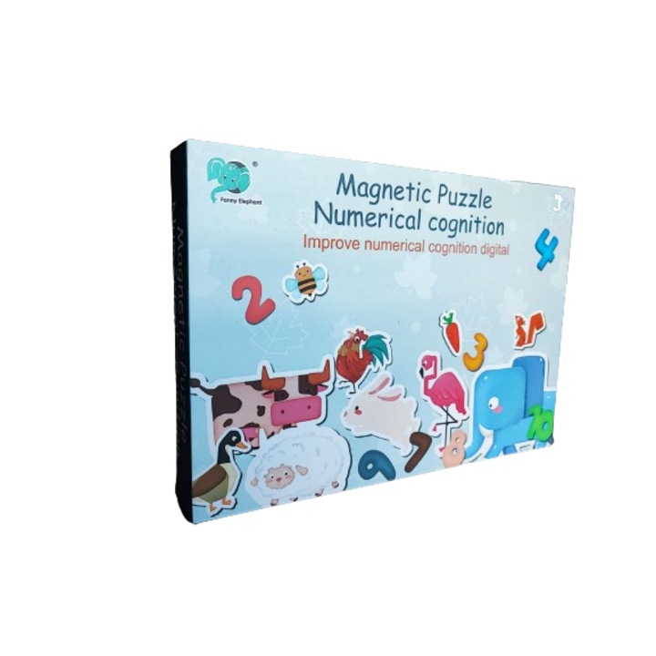 Puzzle Magnetic cu Animale, Descoperiti Numerele cu Animale Magnetice, 55 piese, Multicolor