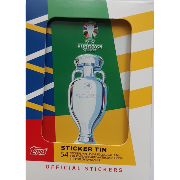 Joc de carti - Sticker tin - cutie metalica cu 54 autocolante EURO 2024