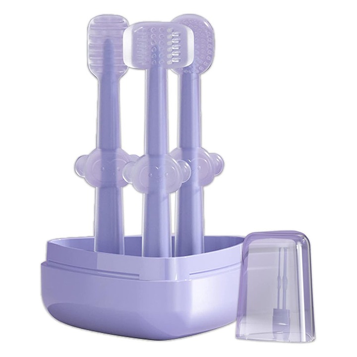 3 db babafogkefe készlet, BOMSTOM, 0-12 hónapos, szilikon, lila