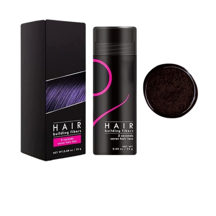 Hajnövesztő púder, Natural Hair Fibers az azonnali térfogatért, SÖTÉTBARNA