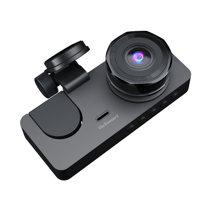 Camera de bord auto DVR tripla OnXsmart®, 1080P Full-HD, Ecran IPS 2.35" Unghi filmare 170°, Starlight NIGHT VISION, WDR, Detectarea miscarii, G-senzor, Loop recording, Card SD 32gb inclus